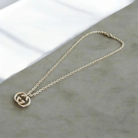 Vintage GUCCI Necklace. Double G Gucci Logo Sterling Silver Pendant - Picture 3 of 10